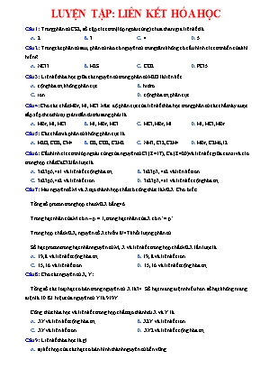 Bài tập trắc nghiệm Hóa học 10 - Bài 16 Luyện tập liên kết hóa học (Có đáp án)